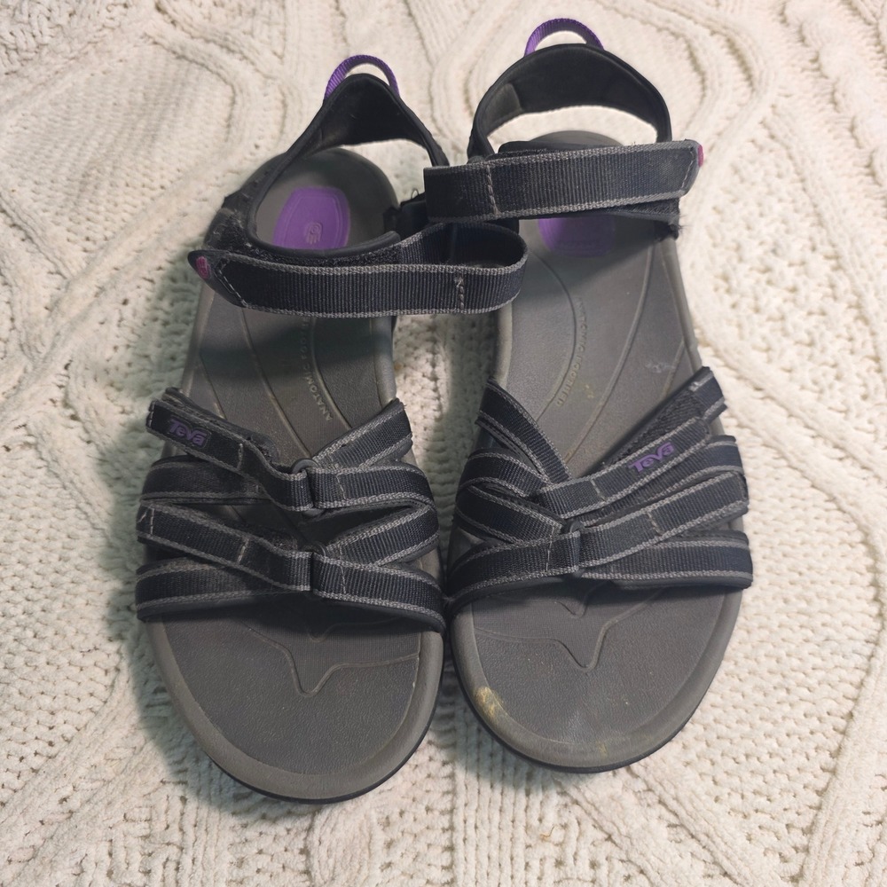 Teva Tirra Sandals Black Purple Strappy Hiking Trail Adjustable Womens 10 Good